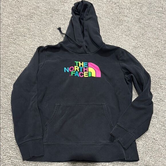 The North Face Black Hoodie with Multicolor Logo - Picture 1 of 2